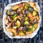 Foil Packet Grilled Brussels Sprouts with Apples and Bacon